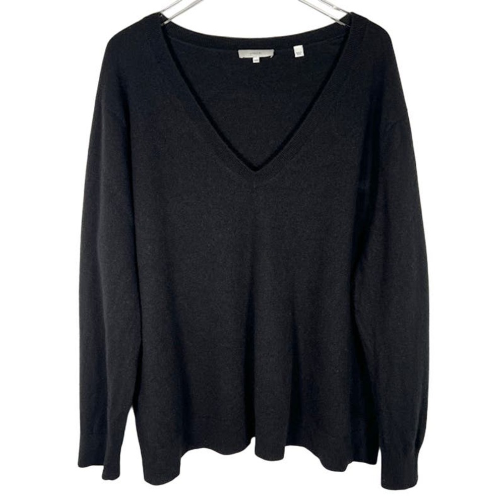 Vince. Men's Cashmere V-Neck Sweater XXXL Black Pullover Rib Knit Cozy